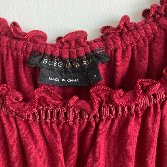 BCBG MAXAZRIA Maroon Ruffle Blouse - Picture 3 of 3